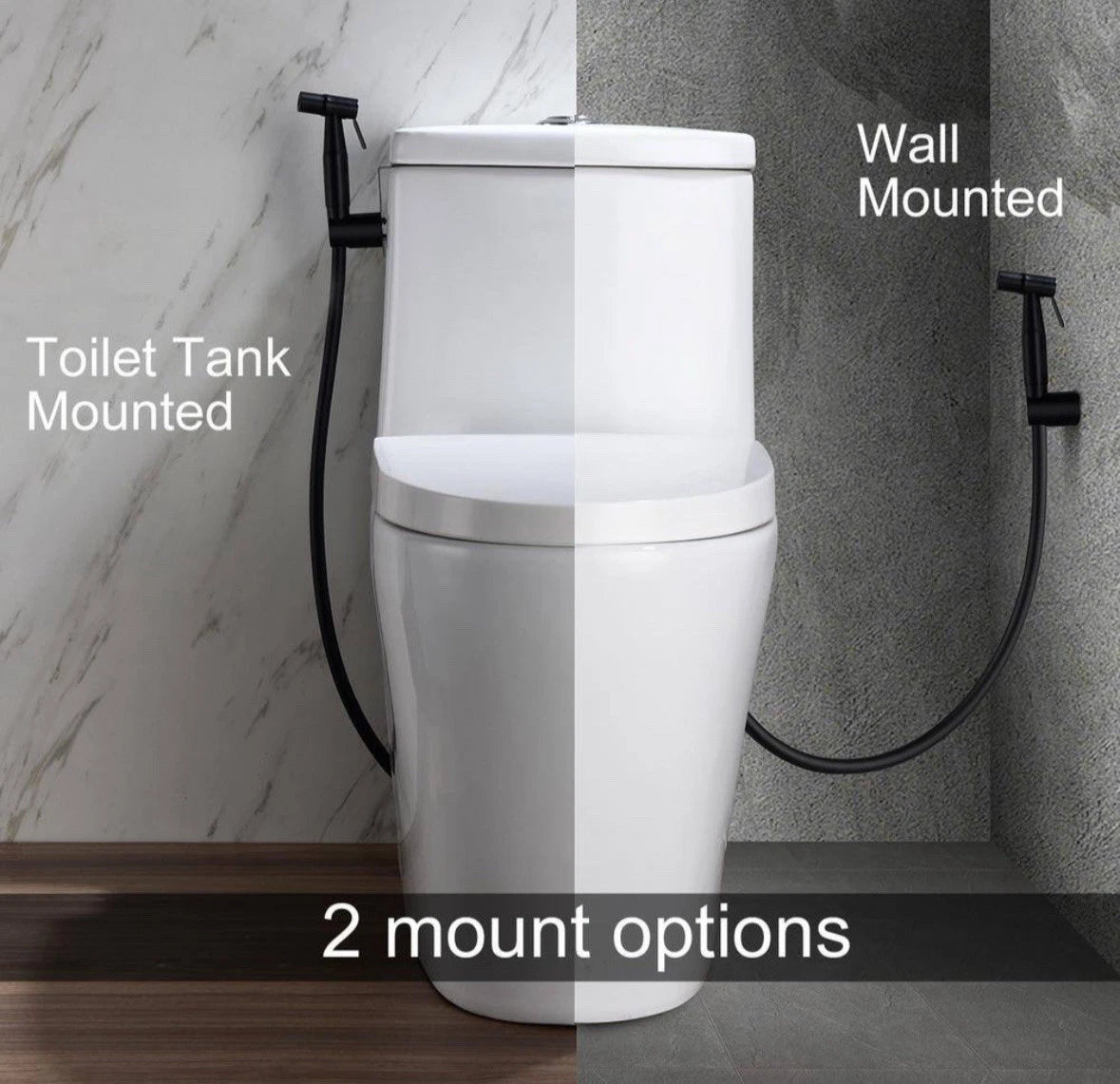 TH-FX0021 Bidet Attachments Matte Black Sprayer, Sprayer Holder, T-Valve, Hose