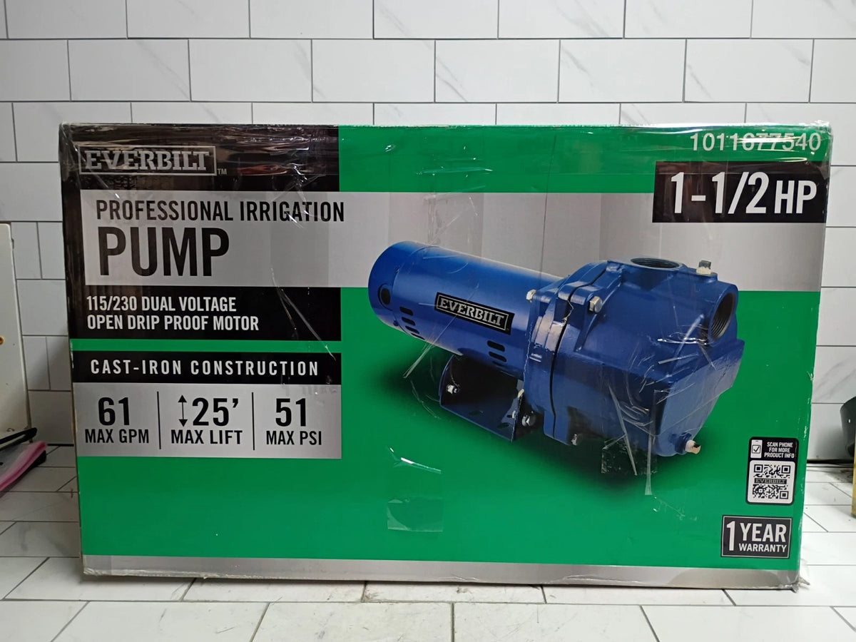 Everbilt HDLS15, 1-1/2 HP Cast Iron Lawn Irrigation Pump Open Box