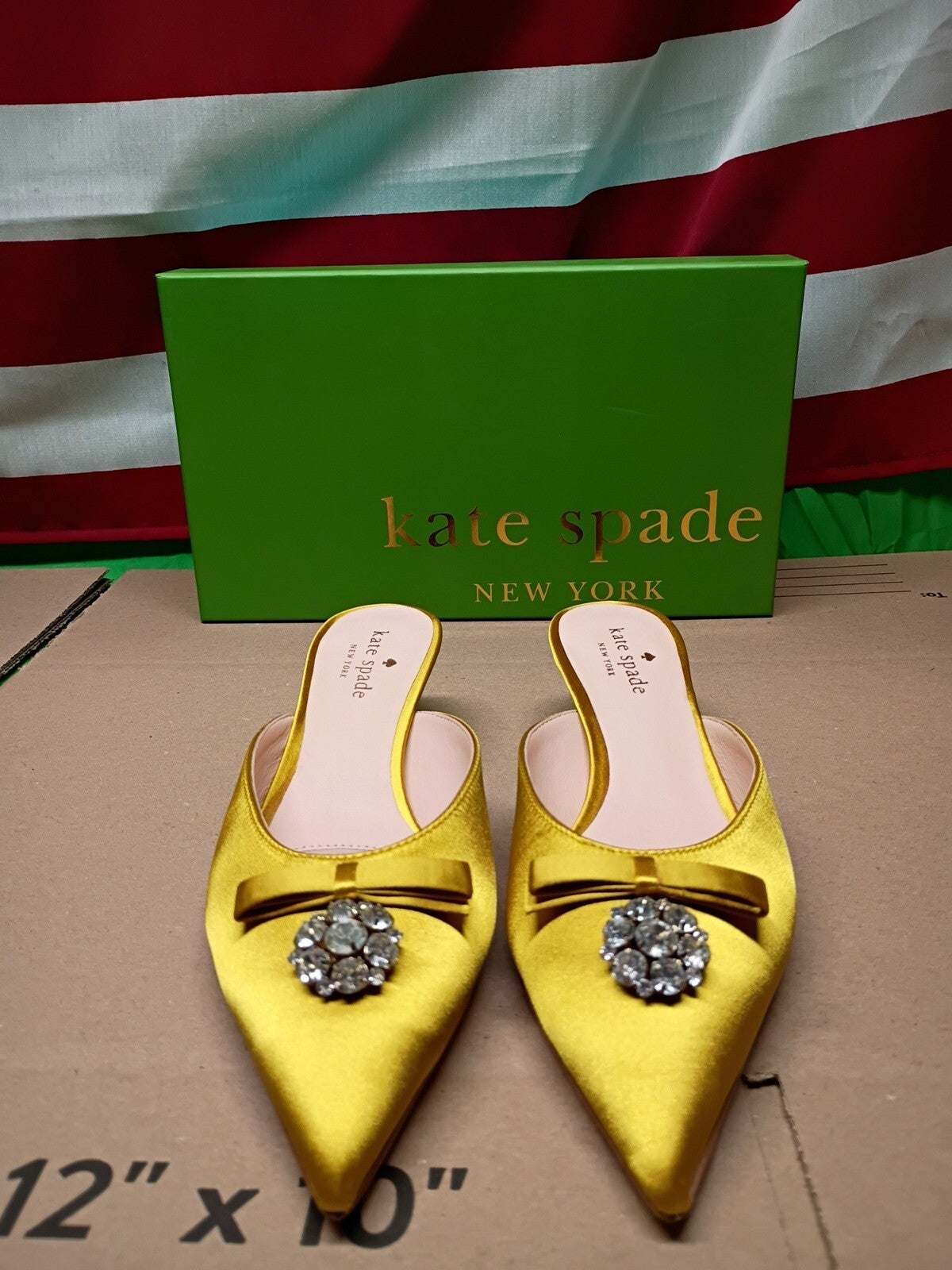 Kate Spade Darlene Roasted Maize Yellow Satin Kitten Heels in size 7M