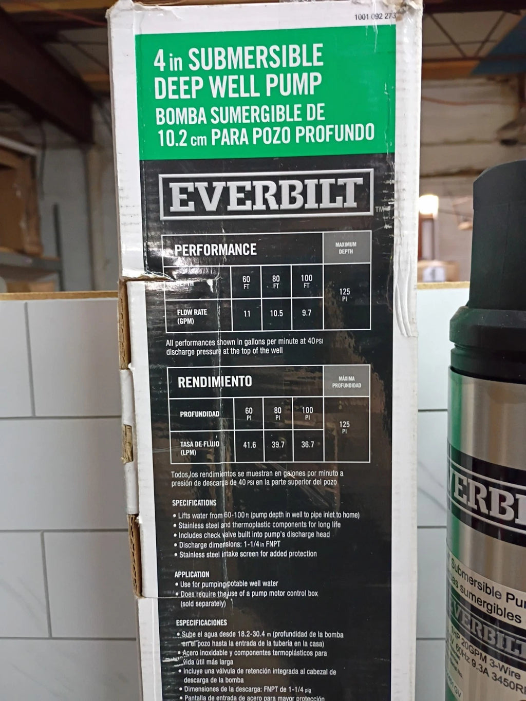 Everbilt EFSUB10-253HD 1 HP Submersible 3-Wire Motor 20-GPM Deep Well Pump