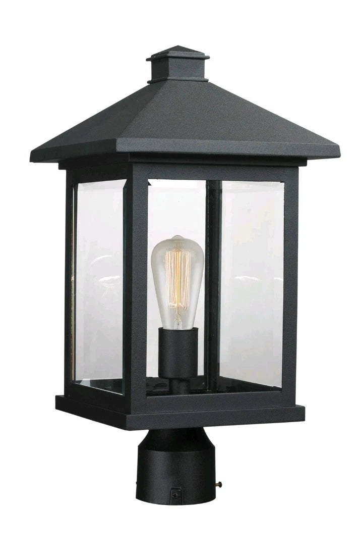 Z-Lite 531PHBR Black Portland 18.5"H 1-Light Outdoor Lantern Post Light Open Box