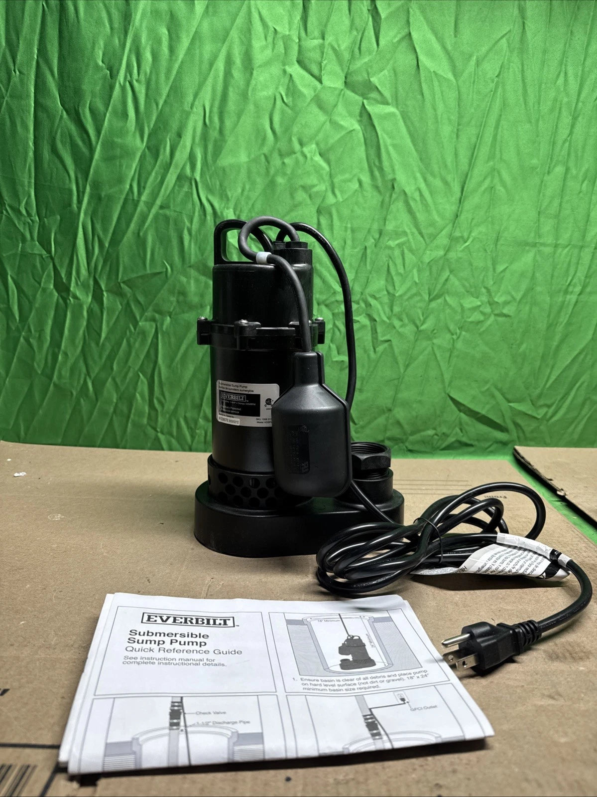 Everbilt 1/4 HP Aluminum Sump Pump w/ Tether Float Switch HDSP25W NEW OPEN BOX.