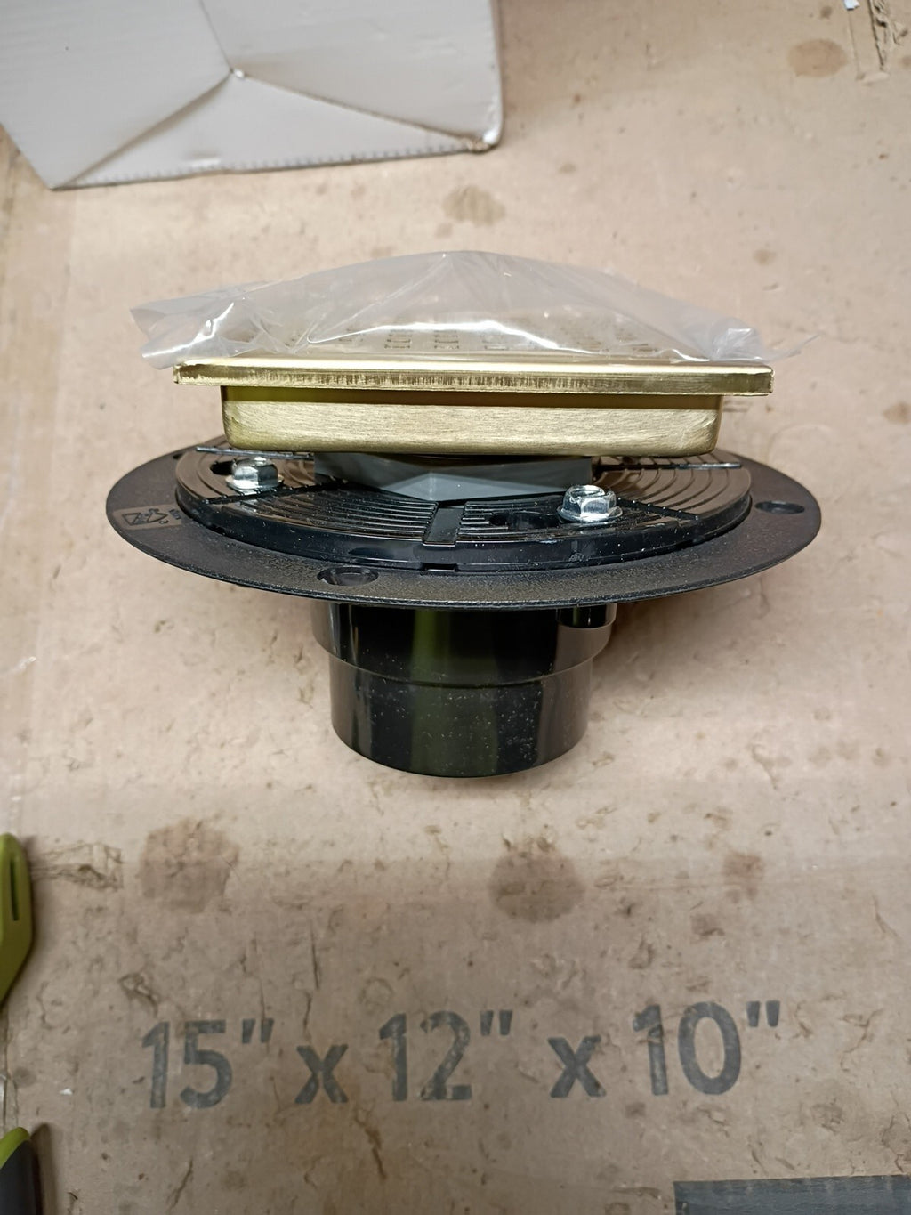 4 Inch Shower Floor Drain with Flange Square Shower Drain with Hair Straine, OB,