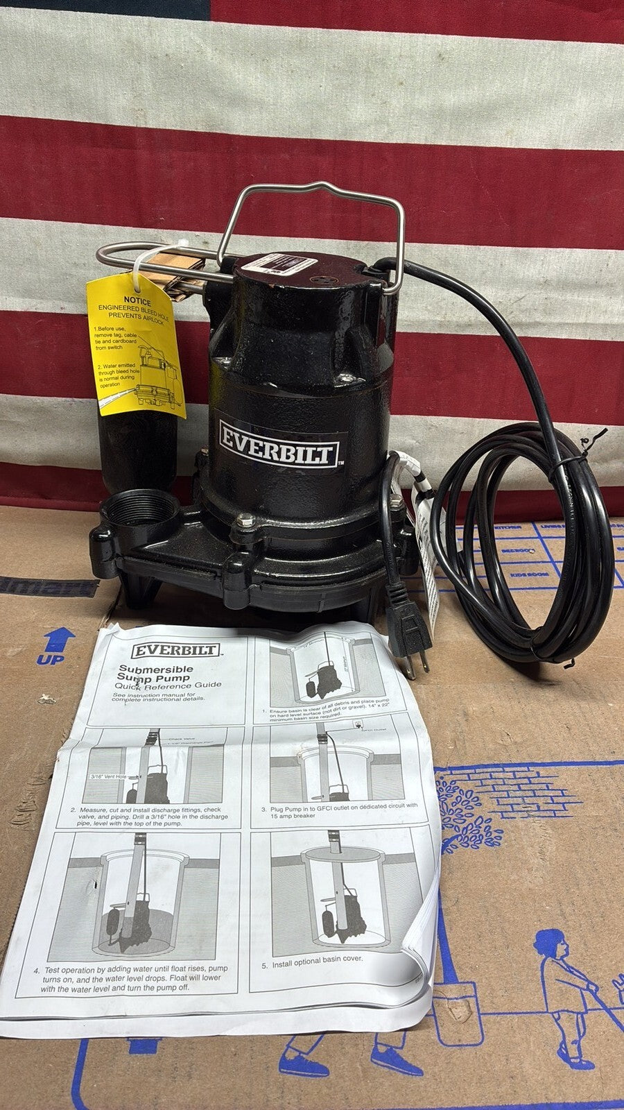 Everbilt HDS30 1/3 HP Cast Iron Submersible Sump Pump New Open Box