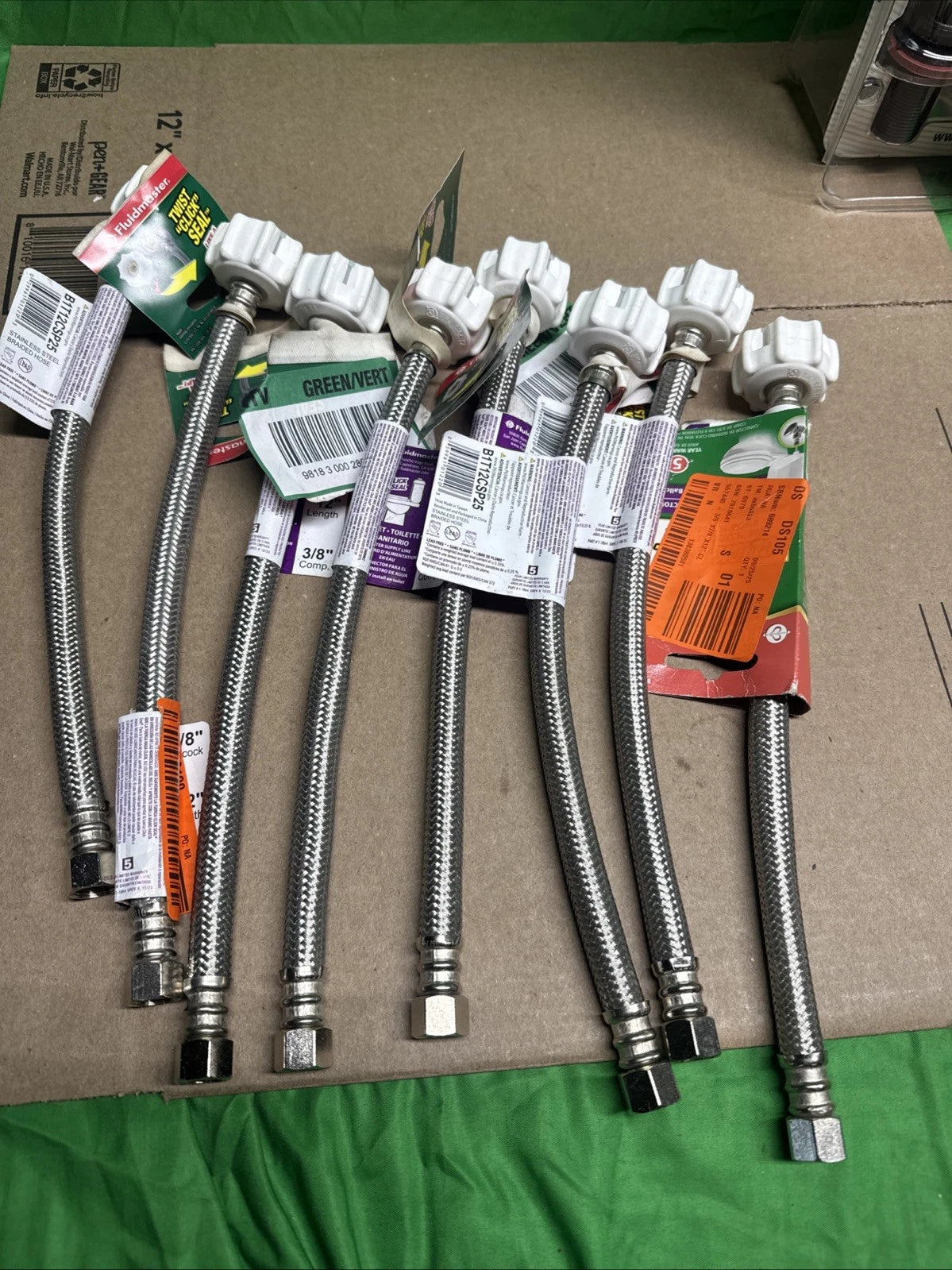 8PK Fluidmaster Braided Click Seal Toilet Connector Stainless Steel B1T12CSP25