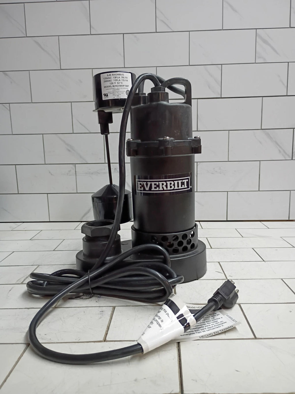 Everbilt HDSP25V 1/4 HP Submersible Sump Pump vertical float switch OB