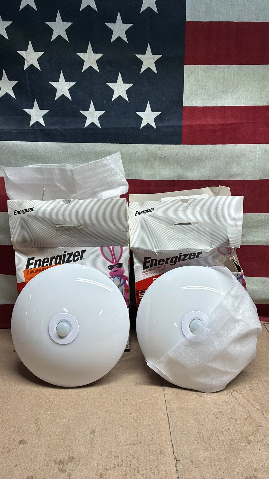 2-PK Energizer Motion Activated LED Ceiling Light, Battery Operated, 300 Lumens