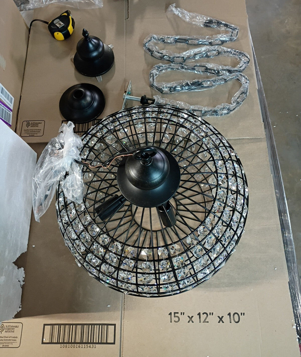 Allenglade 4-Light Unique Antique B-Black Globe Chandelier Crystal Accents OB