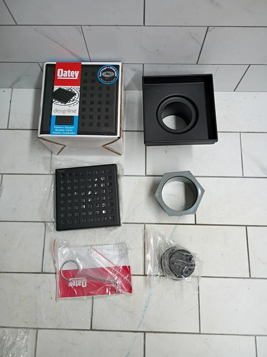 Oatey Designline 4"x4" Stainless Steel Square Shower Drain in Matte Black OB