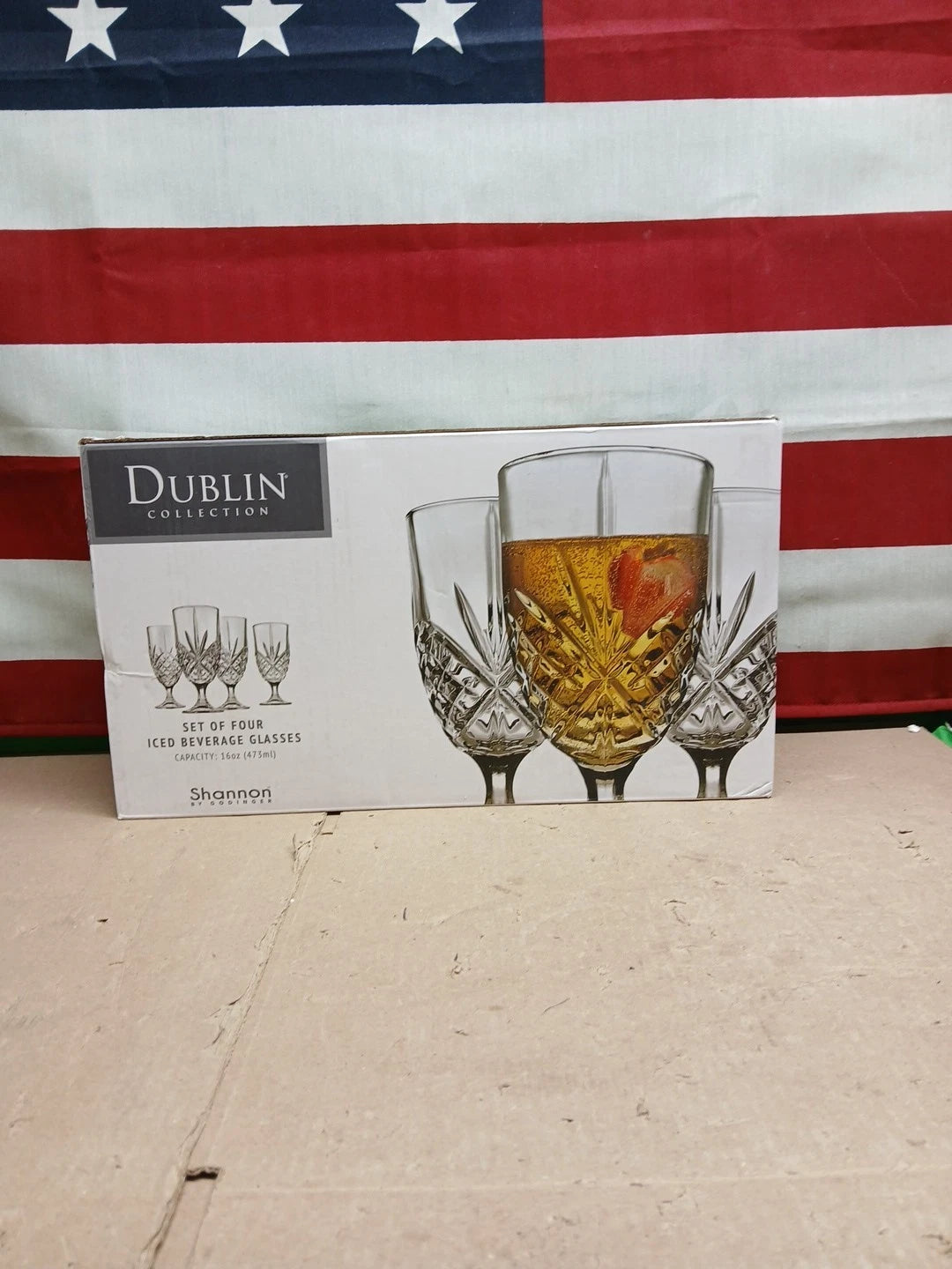 Set Of 4 Shannon Crystal Dublin 16oz Water Goblets Stemmed Beverage Glasses