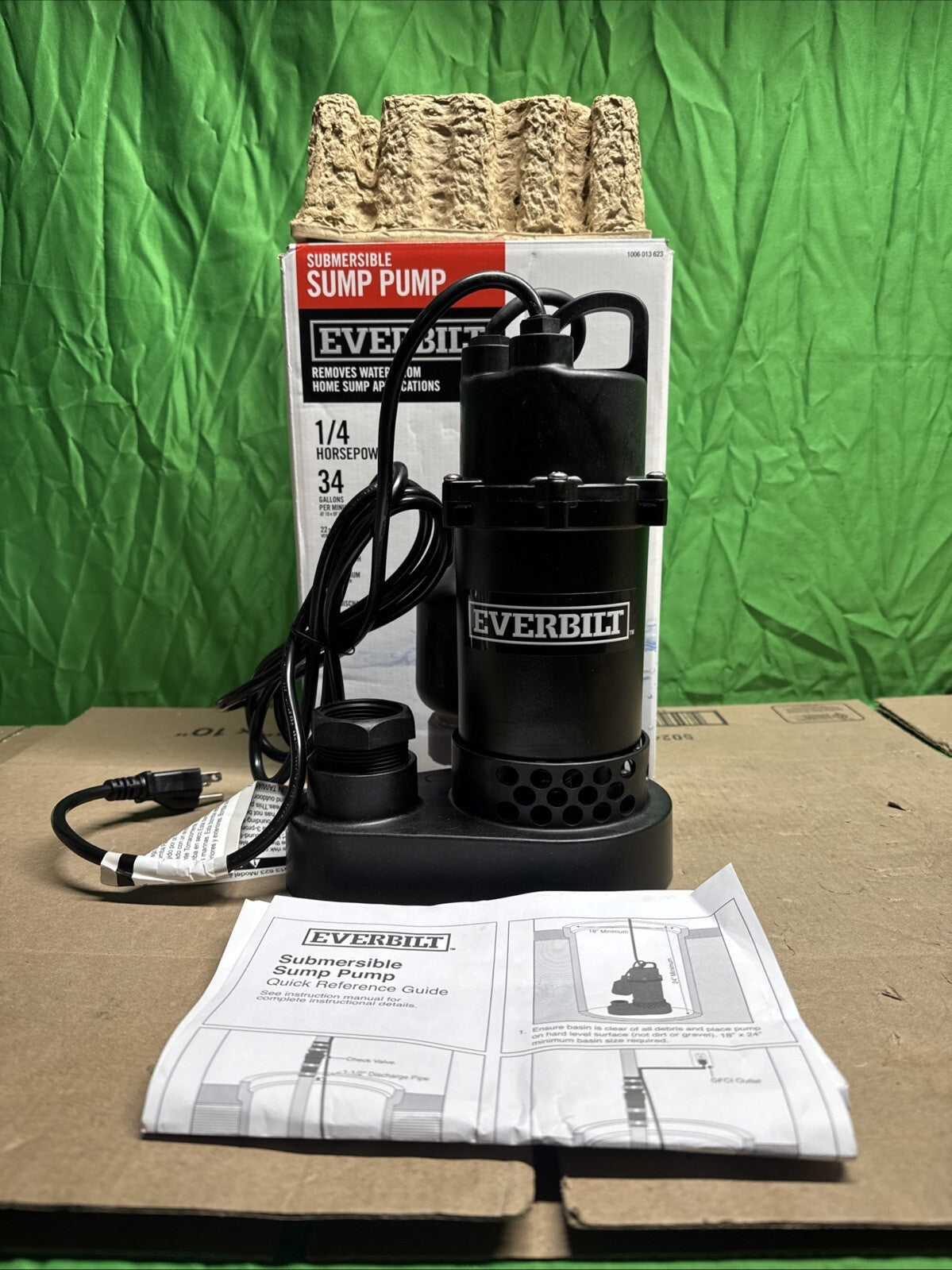 Everbilt 1/4 HP Aluminum Sump Pump w/ Tether Float Switch HDSP25W NEW OPEN BOX—-