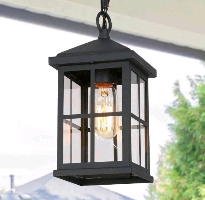 2pk LNC A04254P Farmhouse Black Outdoor Hanging Lantern 1-Light Coastal Pendant