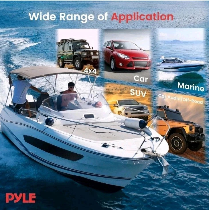 2-PK Pyle 6.5 Inch Dual Marine Speakers 2 Way Waterproof Weather Resistant 150W