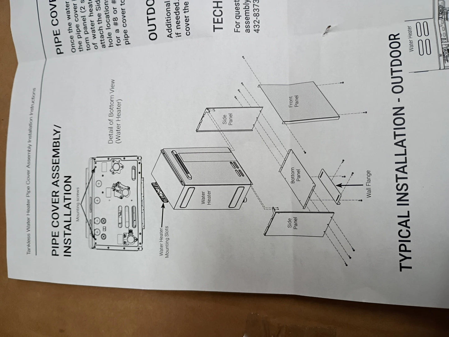Rheem RTG20330AJ Tankless Gas Water Heater Pipe Cover Assembly.