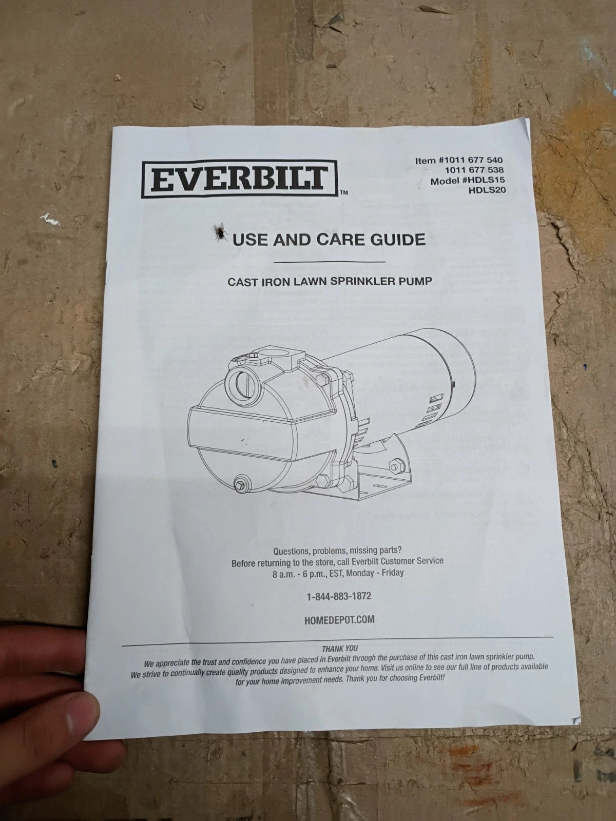 Everbilt HDLS15 1-1/2 HP Dual Voltage Cast Iron Professional Irrigation Pump OB