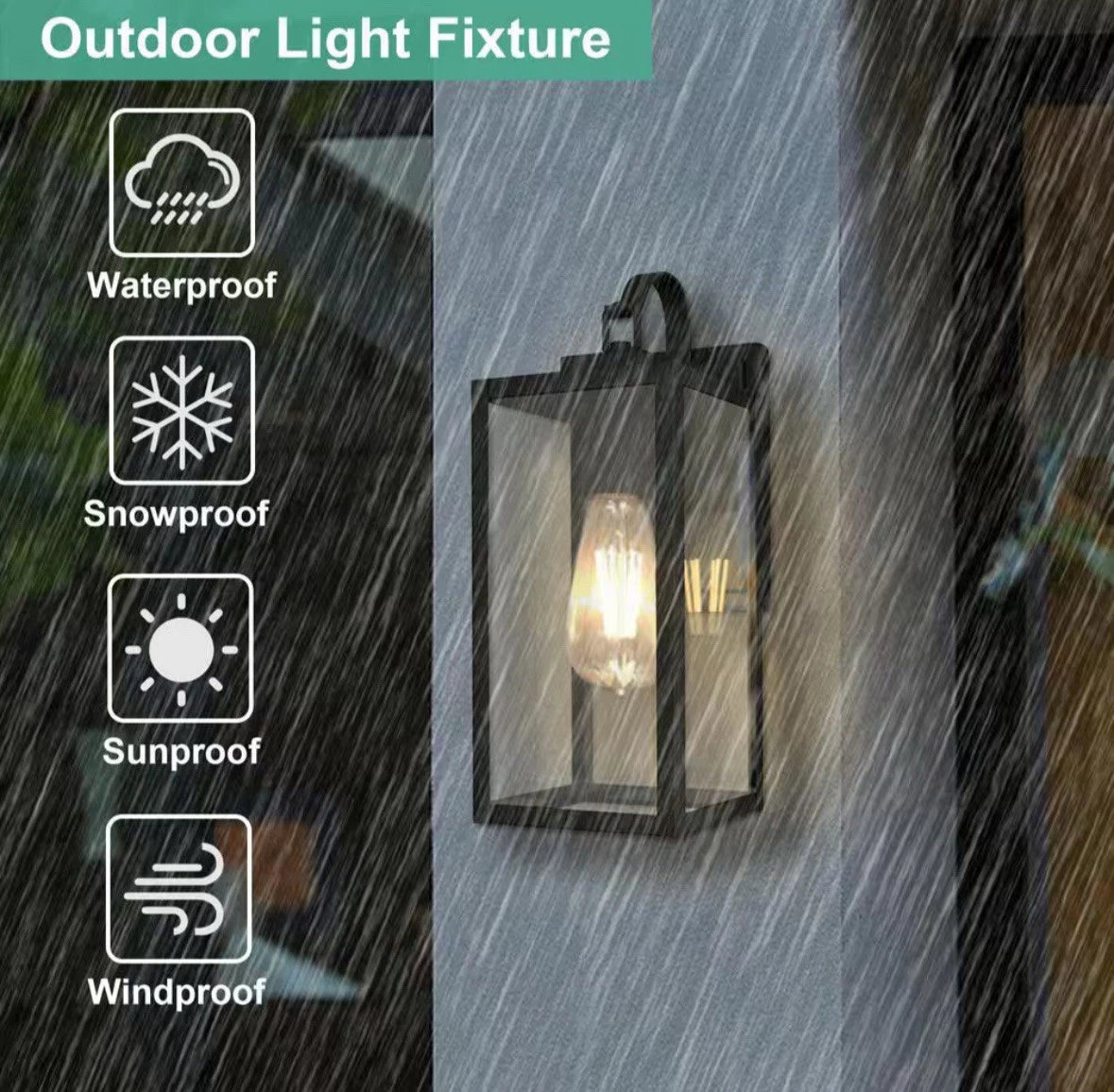 Pia Ricco 1-Light Matte Black Hardwired Outdoor Fixture Wall Lantern Light 2-PK
