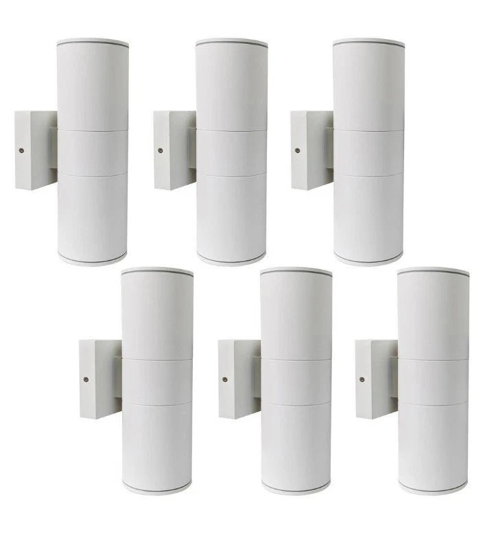 6-Pack White Outdoor Hardwired Cylinder Wall Light Lantern Sconce
