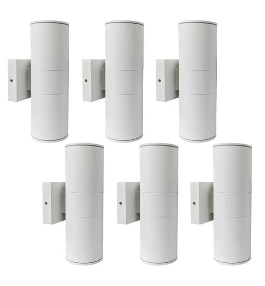 6-Pack White Outdoor Hardwired Cylinder Wall Light Lantern Sconce
