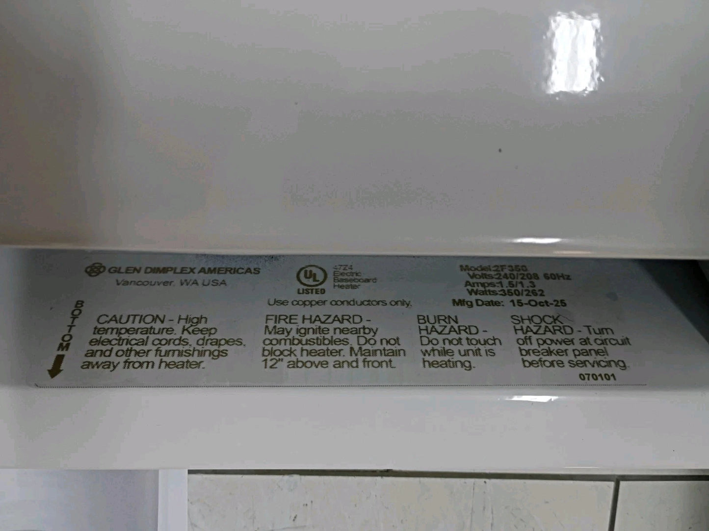 Cadet 2F350W 24 in. 350-Watt 240/208-Volt Electric Baseboard Heater Open Box