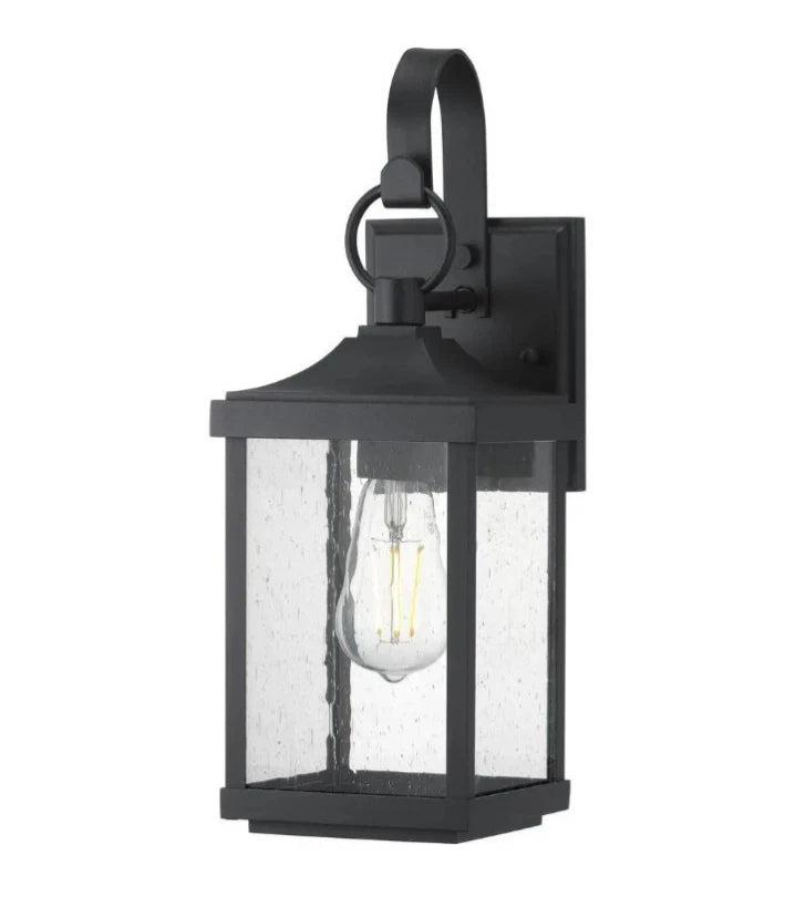 Progress Lighting Park Court 15 in. 1-Light Textured Black Outdoor Wall Lantern