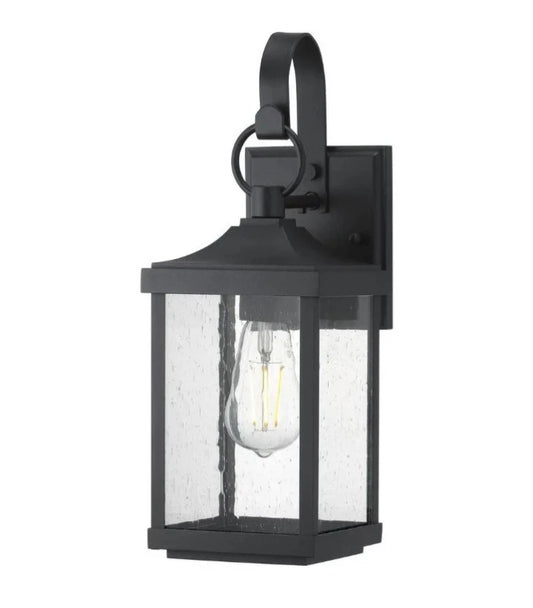 Progress Lighting Park Court 15 in. 1-Light Textured Black Outdoor Wall Lantern