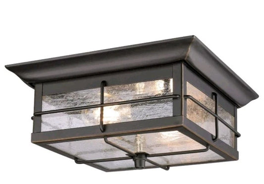 Westinghouse 6578400 Orwell 2 Light Outdoor Flush Mount Fixture ORB&Glass OB