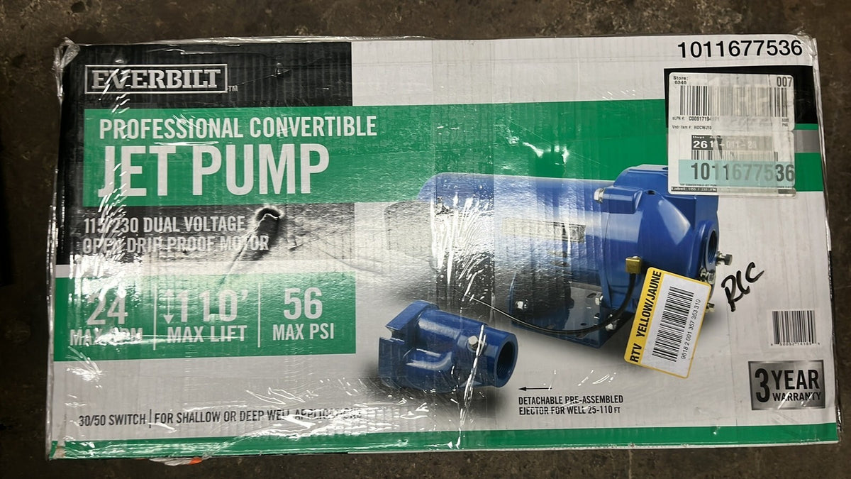 Everbilt HDCWJ10 1 HP 115/230V Professional Convertible Jet Pump 30/50 PARTSONLY