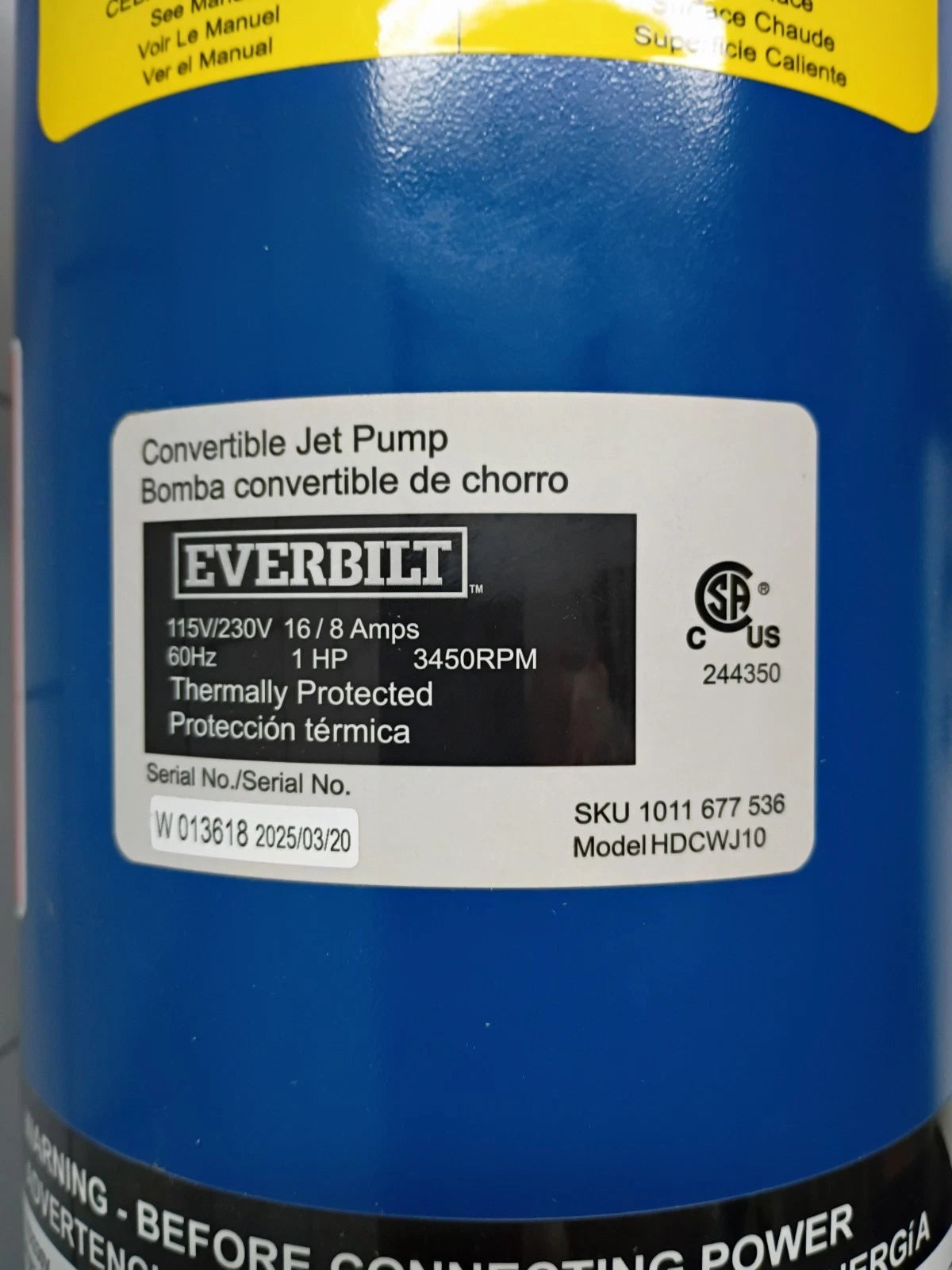 Everbilt 1 HP Professional Convertible Jet Pump Read Description PART ONLY