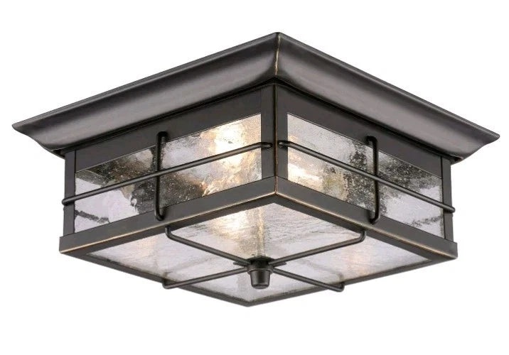 Westinghouse 6578400 Orwell 2 Light Outdoor Flush Mount Fixture ORB&Glass OB