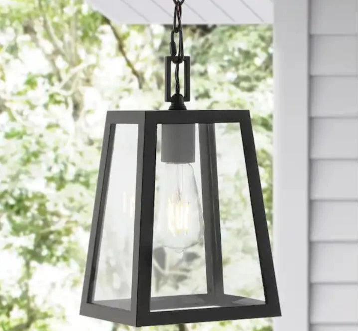 Glendale 6.75 in. 1-Light Black/Clear Outdoor LED Pendant Farmhouse Open Box