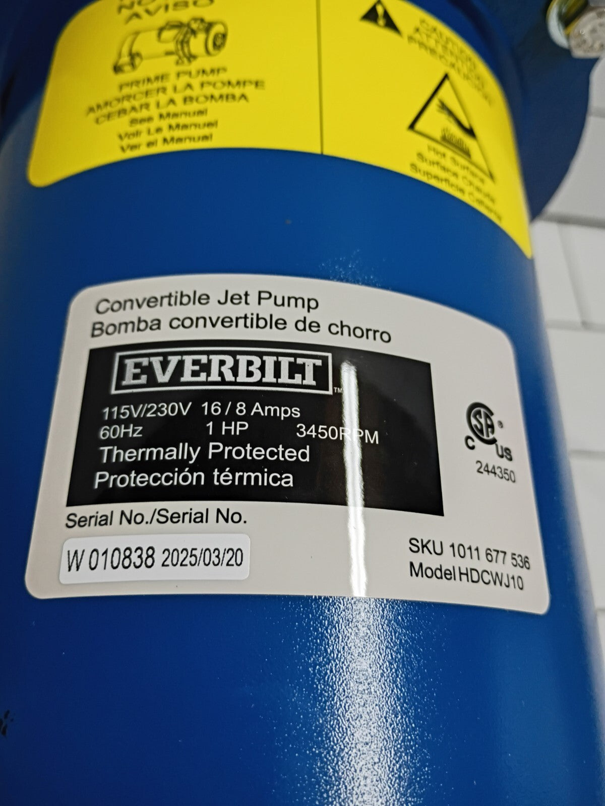 Everbilt HDCWJ10 1 HP Professional Convertible Jet Pump NEW OPEN BOX