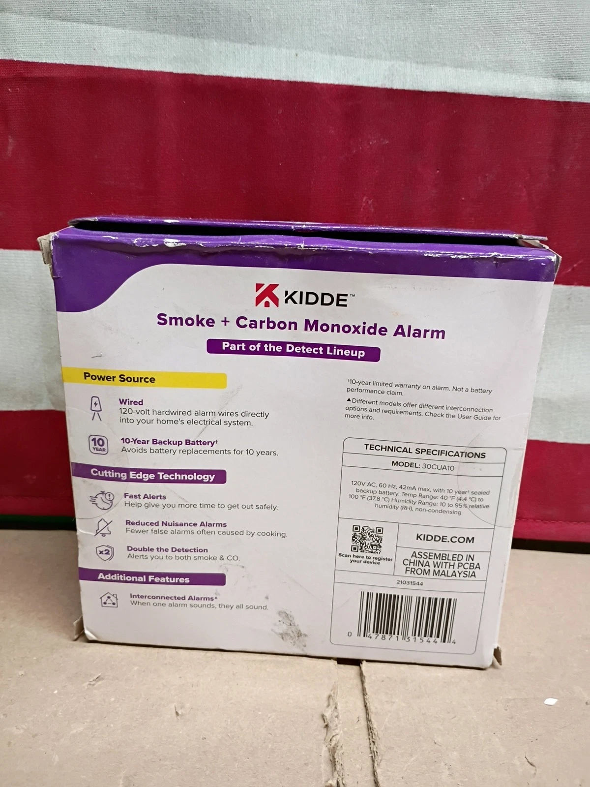 Kidde 30CUA10 10yr Combination Photoelectric Smoke CarbonMonoxide Alarm Hardwire