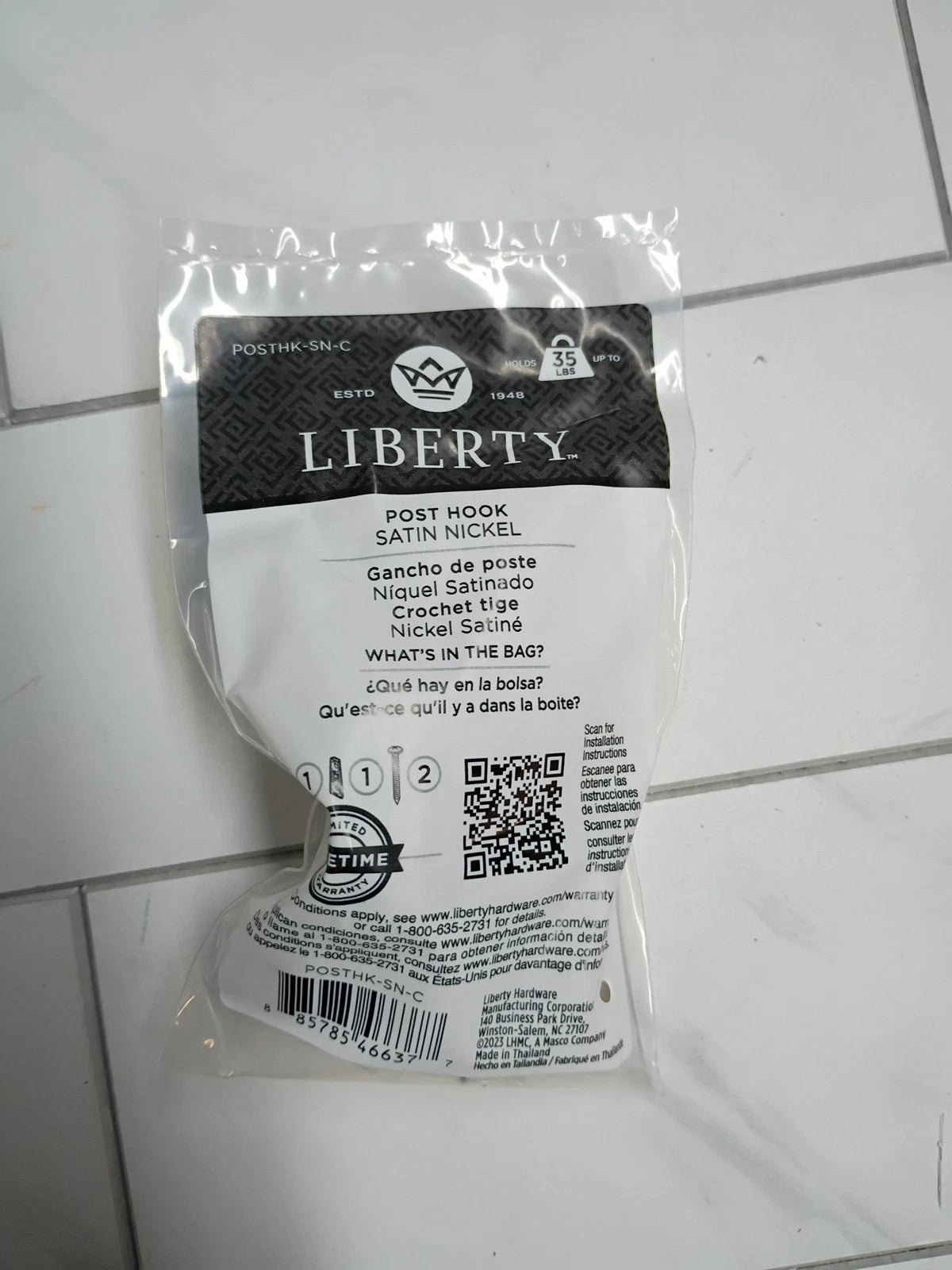 10pk Liberty POSTHK-SN-C 2-1/32 in. Satin Nickel Single Post Wall Hook NEW OB