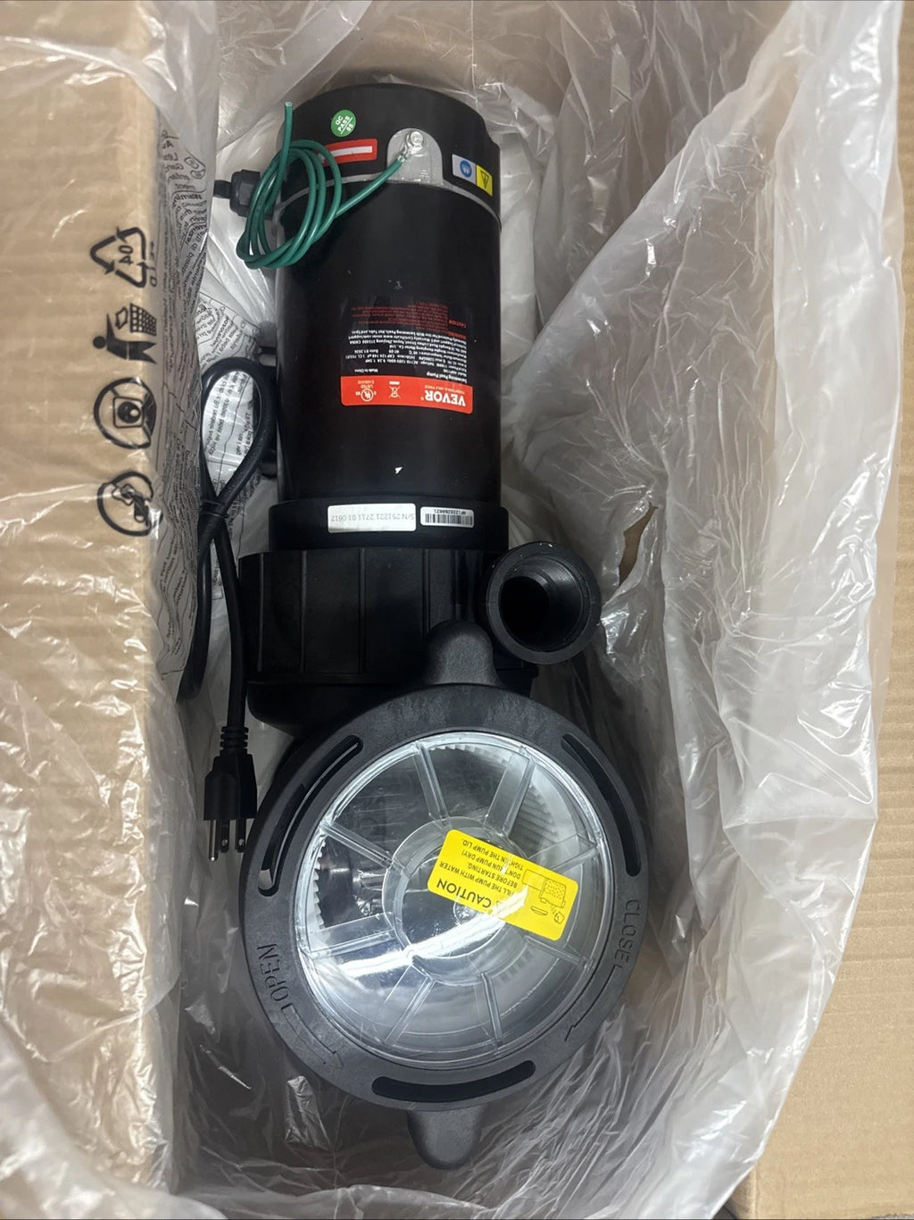 VEVOR HAP1100, Swimming Pool Pump, 1.5 HP 115 V, 1100W Single Speed Pump, OB,