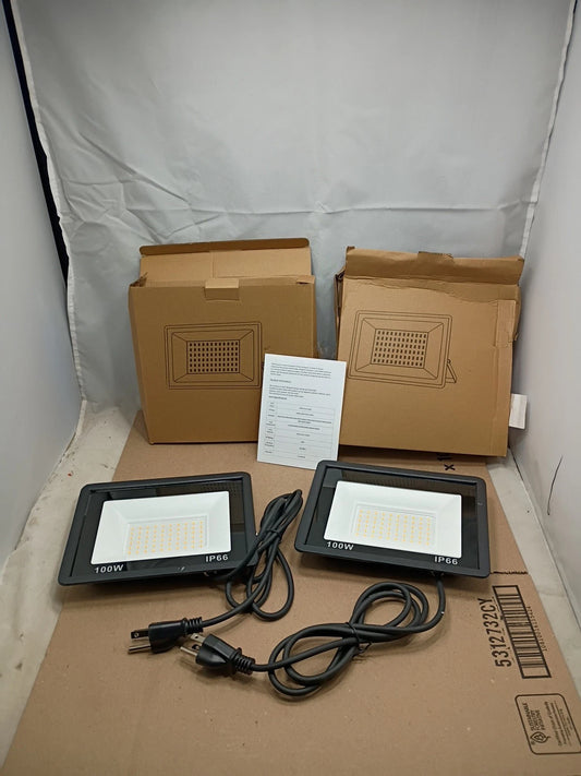 2pack 100W Led Flood Light Outdoor Security Garden Yard Spotlight Lamp Black