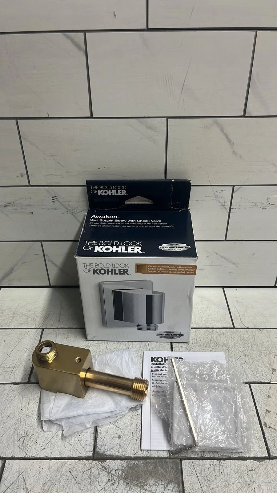 Kohler 98351-2MB Supply Elbow 1/2" Brass Check Valve-modern Brass open box