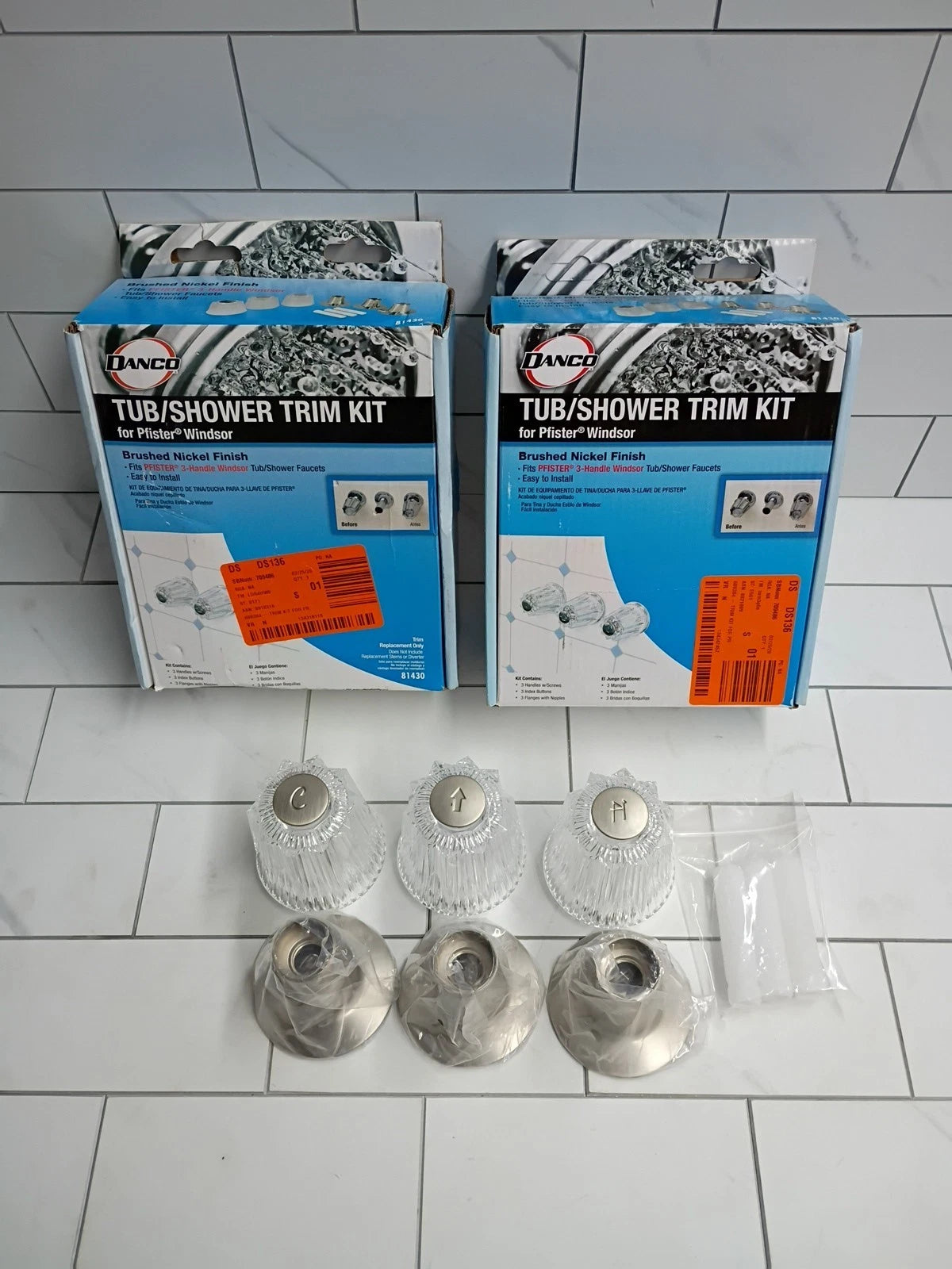 2pk Danco 81430 Tub/Shower Trim Kit Pfister Windsor Brushed Nickel Finish New OB
