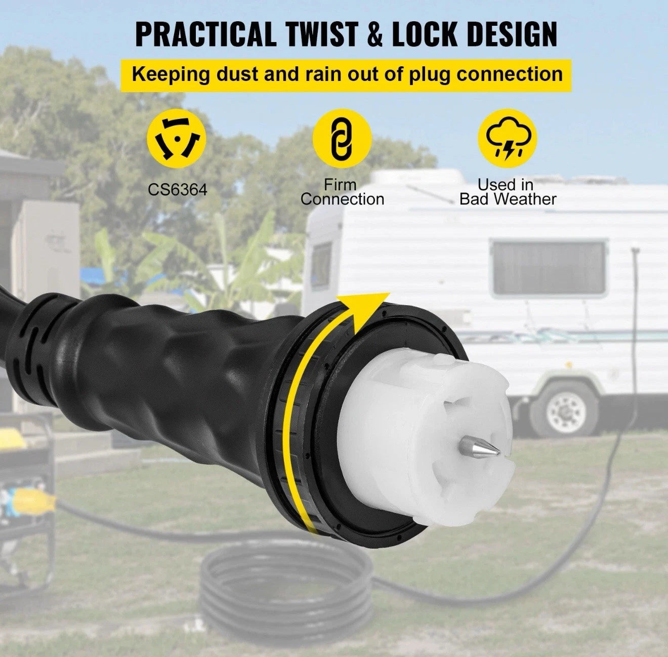 VEVOR 15 Feet Generator Extension Cord 50A 125/250V CS6364 Locking Connector