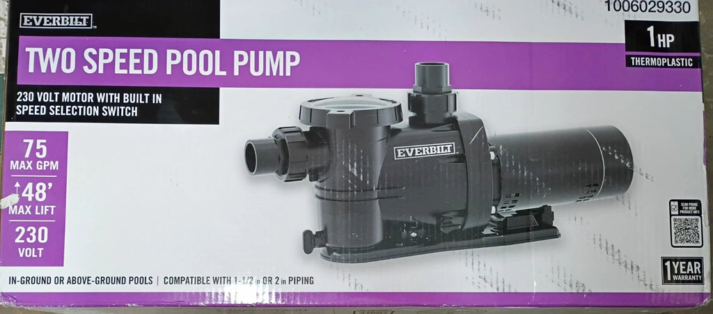 Everbilt SPP10002-2SP 1 HP 2-Speed Pool Pump 230-Volt OPEN BOX