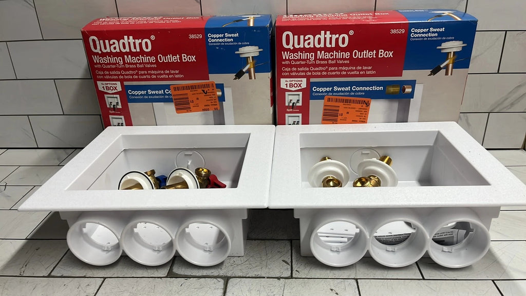 QTY of 2 Oatey 38529 Washing Machine Outlet Box, 1/2 in Connection, Brass
