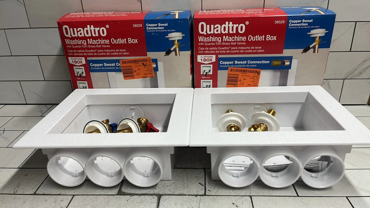 QTY of 2 Oatey 38529 Washing Machine Outlet Box, 1/2 in Connection, Brass
