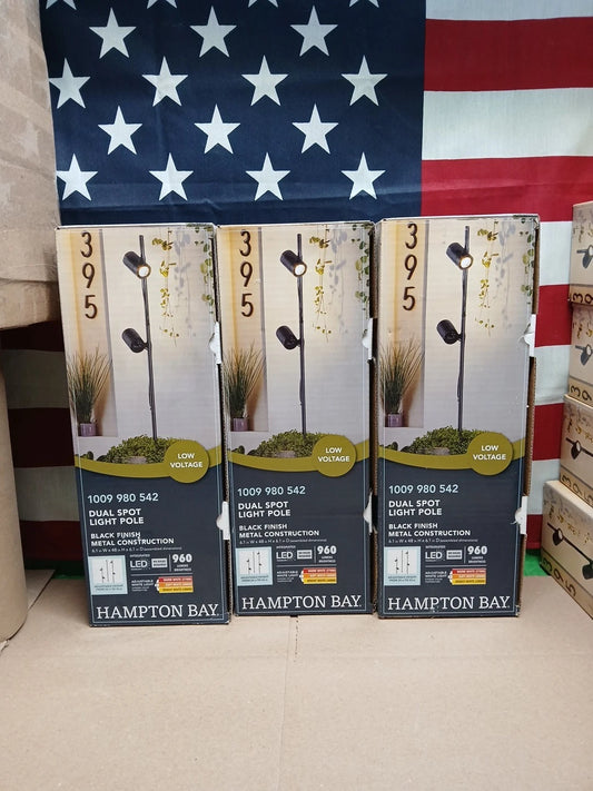 3pk Hampton Bay 166 Lumen Low Voltage Black LED Outdoor Deck Light NEW