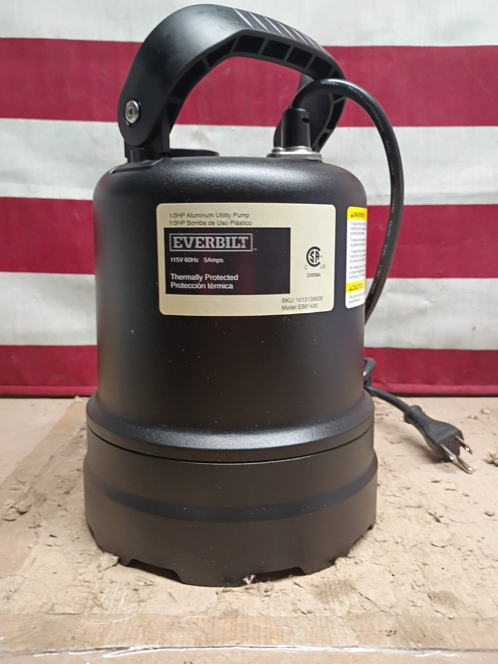 Everbilt EB91430 1/3 HP Submersible Aluminum Utility Pump, Open Box,