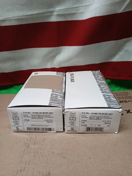 LOT OF 20 ENERLITES 61580-TR-WTR STANDARD DUPLEX TAMPER 15A 125V RESISTANT RECEP