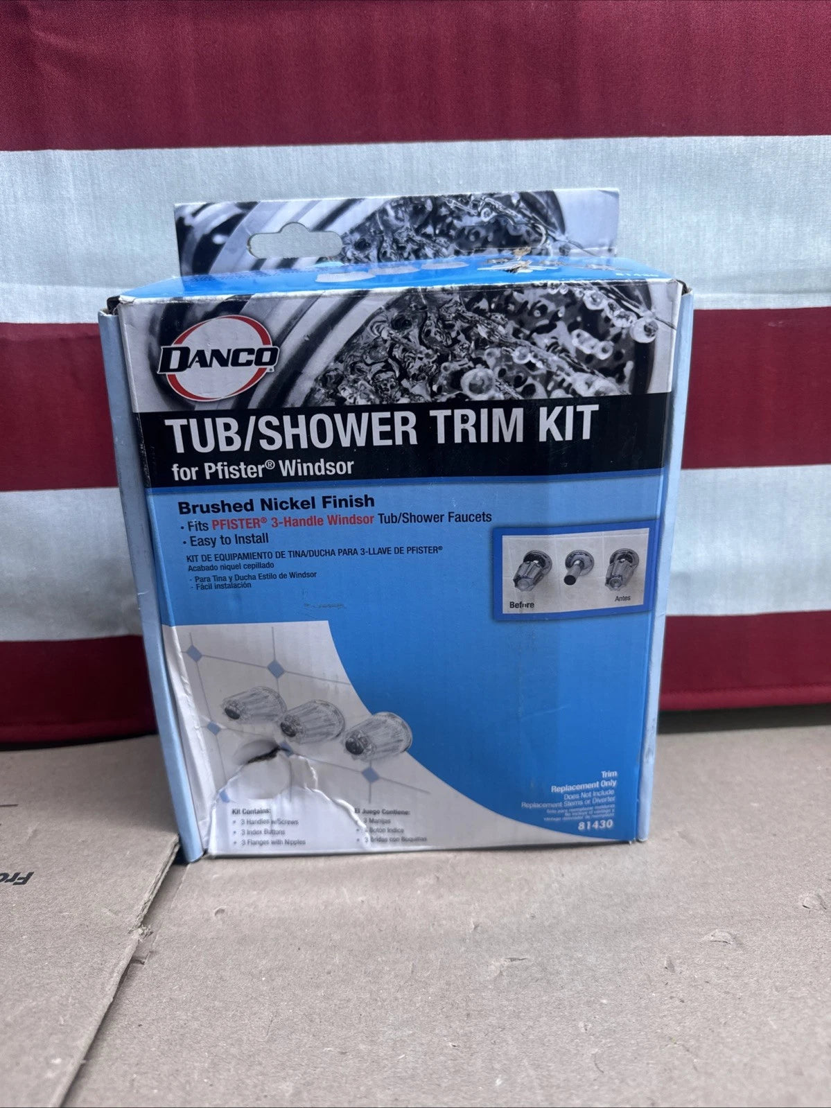 Danco 81430 Pfister Windsor Tub / Shower Trim Kit, Brushed Nickel NEW OPEN BOX