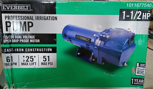 Everbilt HDLS15 1-1/2 HP Dual Voltage Cast Iron Professional Irrigation Pump OB