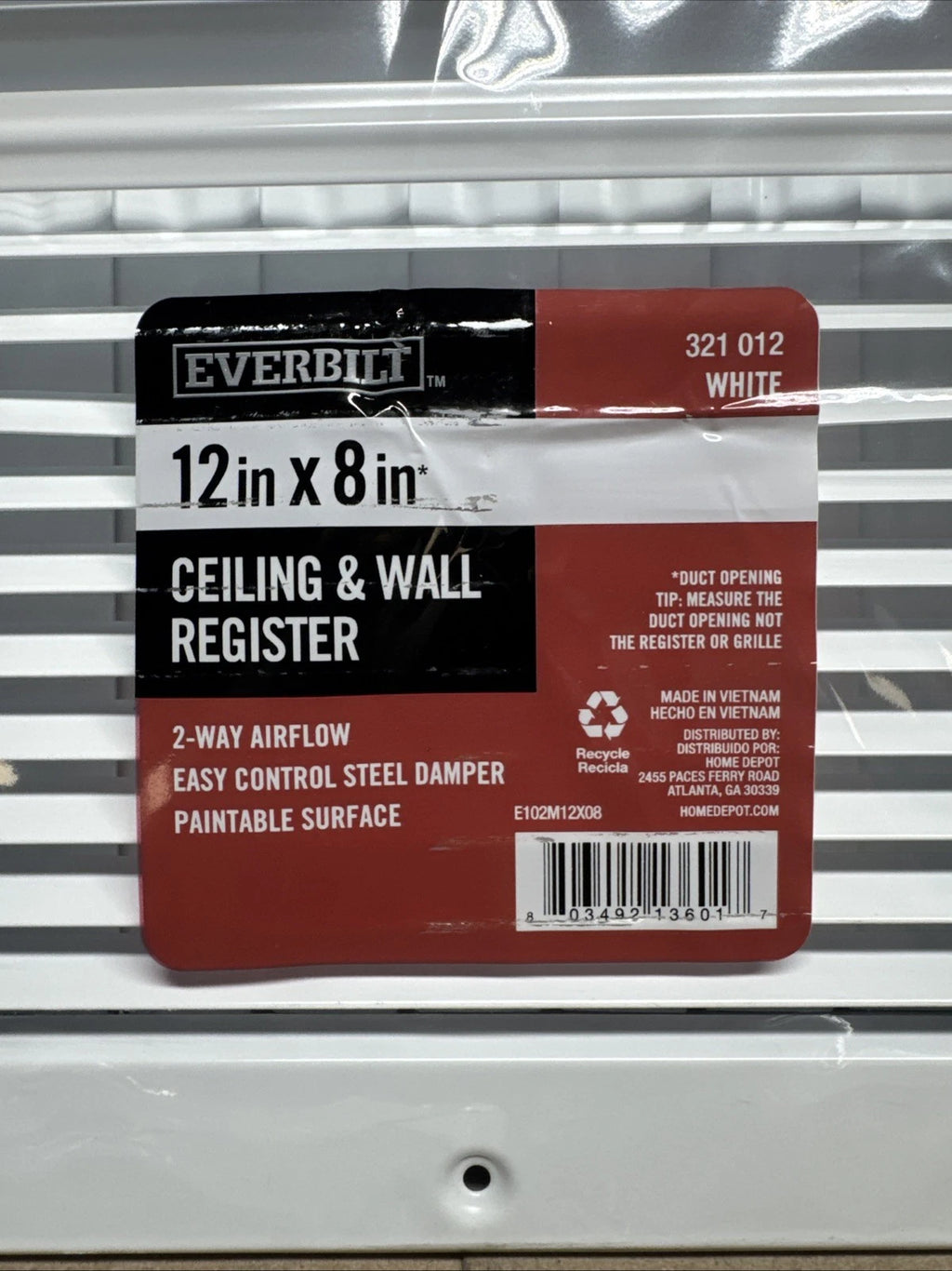 Lot Of 14 Everbilt 12 in. x 8 in. 2-Way Steel Wall/Ceiling Register in White..