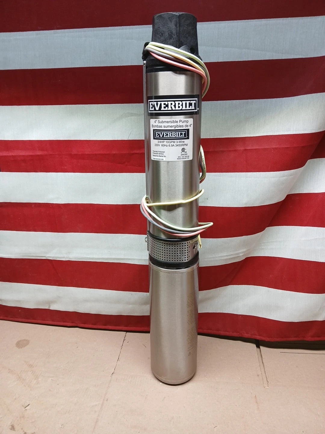 Everbilt 3/4hp Pro Grade 3-Wire 4 In Submersible Deep Well Pump 230v New OB