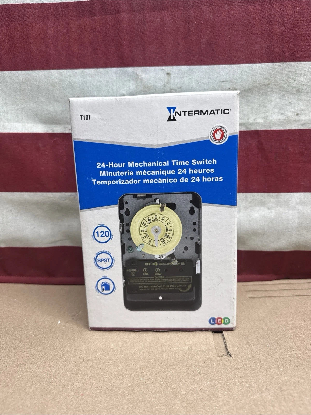 Intermatic T101 24-Hour Mechanical Time Switch, 120 VAC, 60Hz, SPST