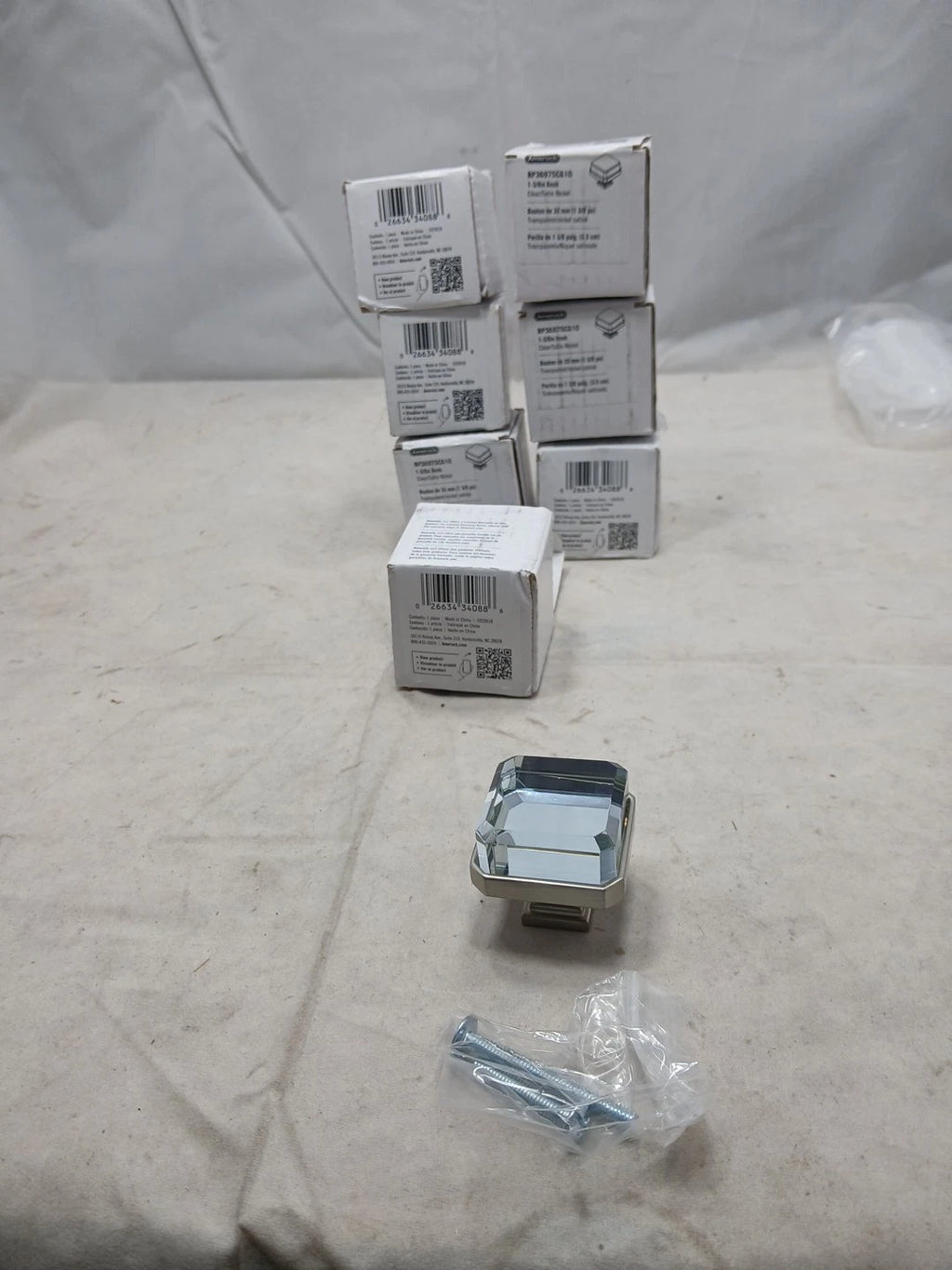 (1) Glacio Clear Satin Nickel Cabinet Knob BP36975CG10 Drawer OB New